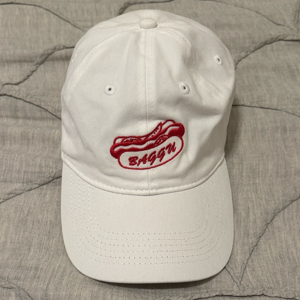 Baggu Chicago Hot Dog Embroidered White Baseball Hat Cap - Picture 2 of 6
